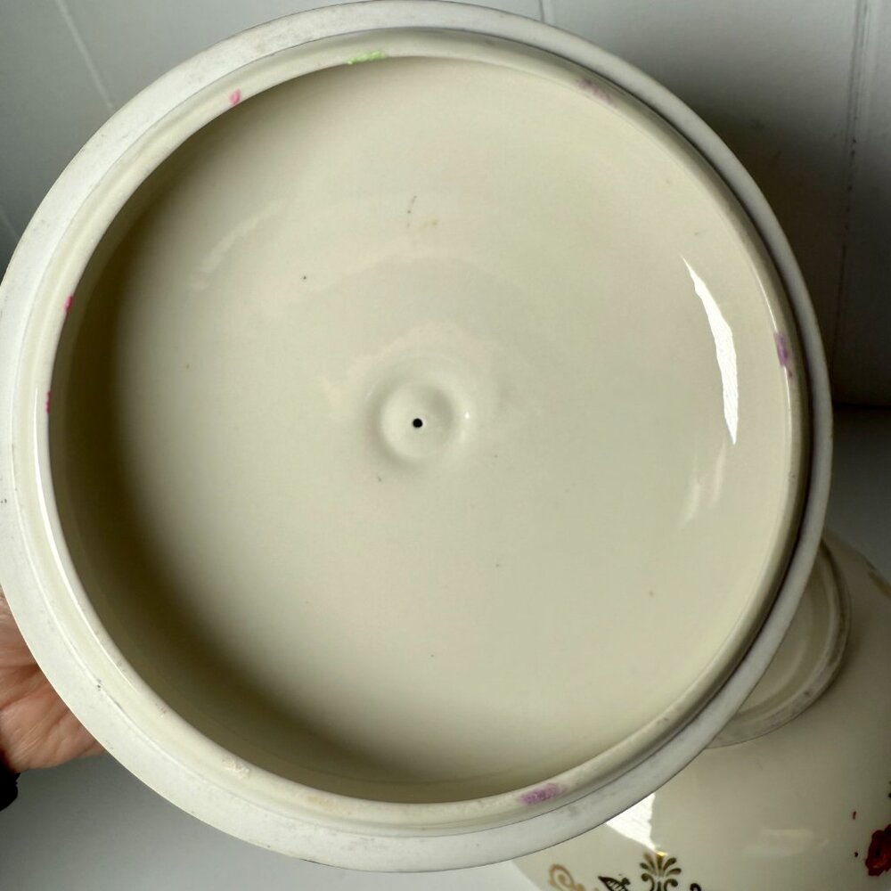 Vintage German Porcelain Covered Dish Dusting Powder Dish Trinket Dish - Picture 8 of 10